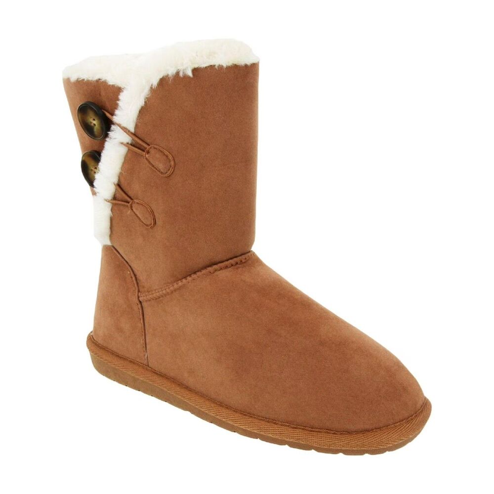 Sugar Womens 7 M Cognac Brown Marty Faux Fur Fuzzy Lined Pull On Boots NIB YN1